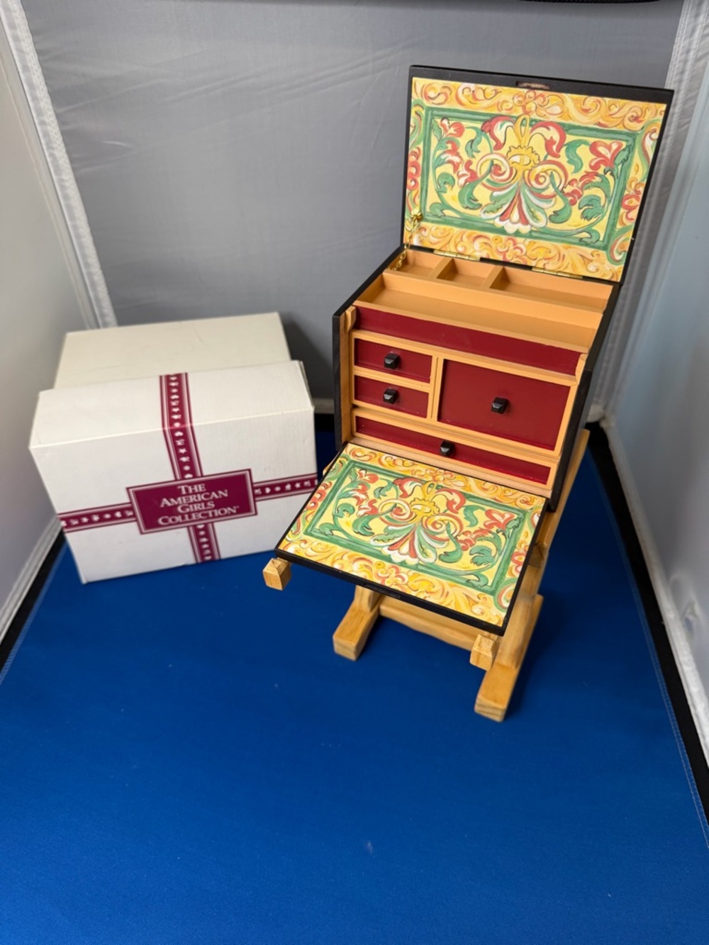 Rare & Retired American Girl Doll Josefina Writing Desk / wooden stand & box